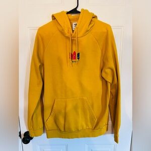 Adidas Originals Yellow Trefoil Graphic Sweat Hoodie Active Gold Mens Size M